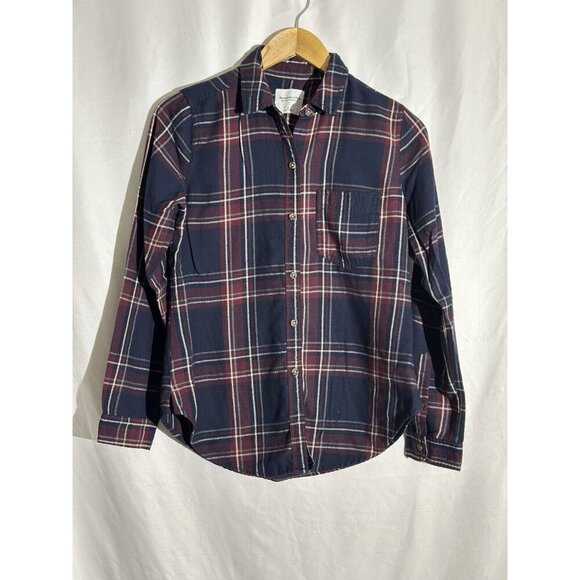 Abercrombie and Fitch Navy Plaid Flannel A&F Soft Collection Size Small - Picture 1 of 10